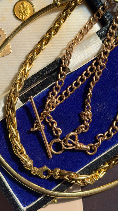 14k Antique Rose Gold Watch Chain