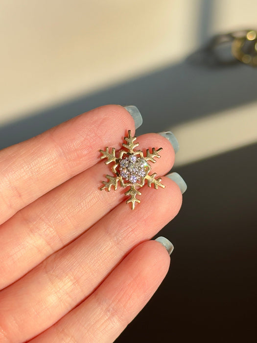 14k Diamond Snowflake Pendant
