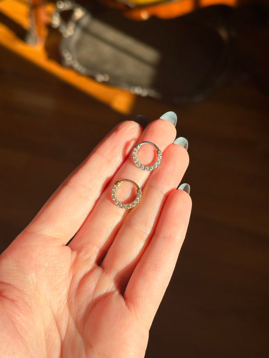 14k WG and YG CZ Piercing