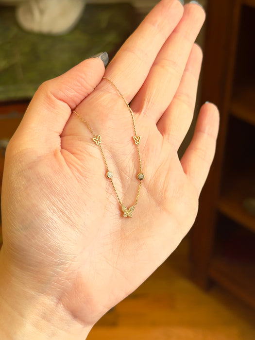 14k Diamond Butterfly Necklace