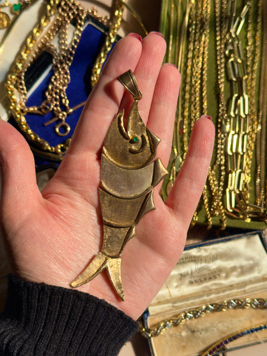 12k Antique Fish Pendant