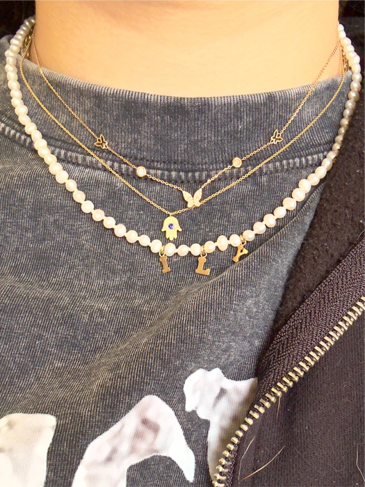 14k Pearl ILY Necklace