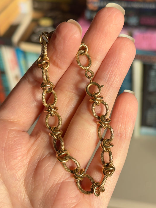 14k Textured Fancy Link Bracelet