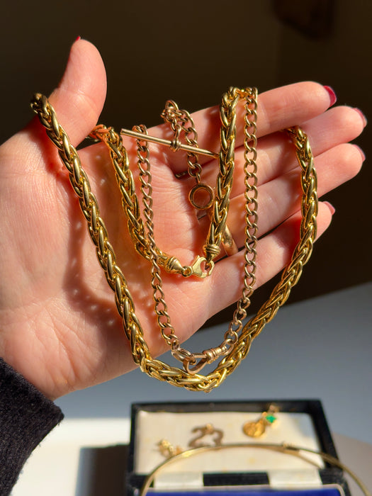 14k Antique Rose Gold Watch Chain