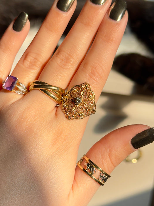 14k Diamond Filigree Ring