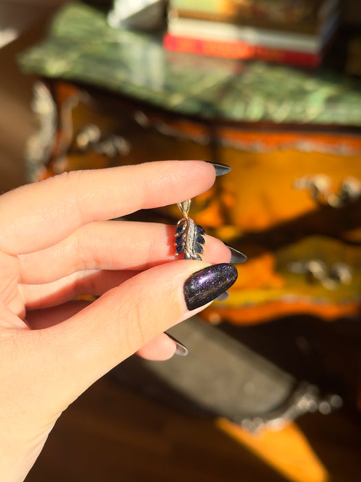 14k Blue Sapphire and Diamond Pendant