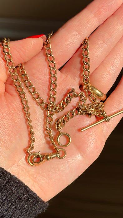 14k Antique Rose Gold Watch Chain