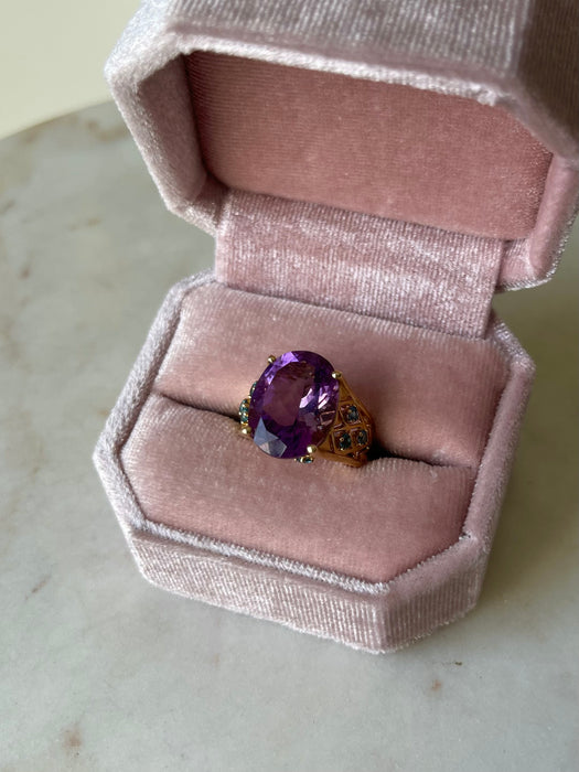 14k Amethyst and Blue Topaz Ring