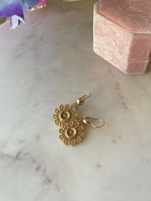 14k Floral Drop Earrings