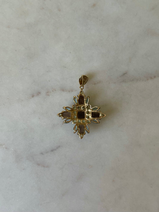 10k Gemstone Maltese Cross