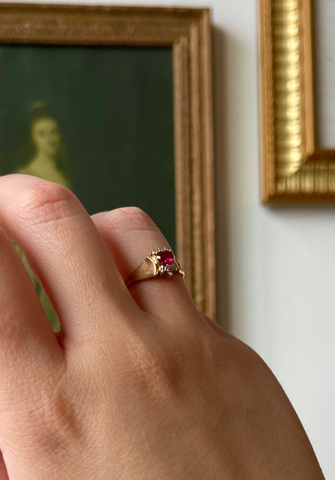 10k Ruby and Diamond Heart Ring