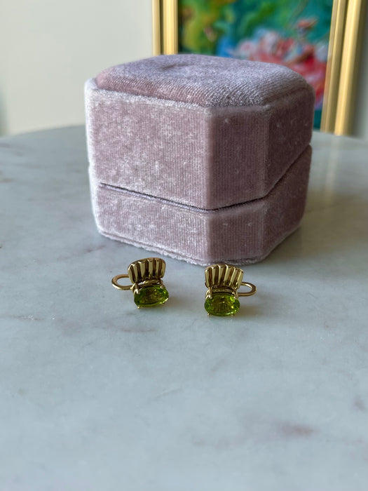 14k Screw-on Peridot Earrings