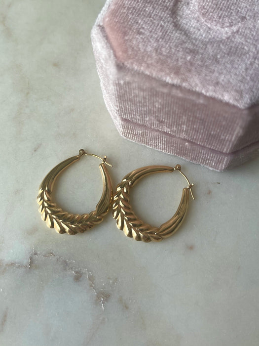 14k Puffy Vine Hoops