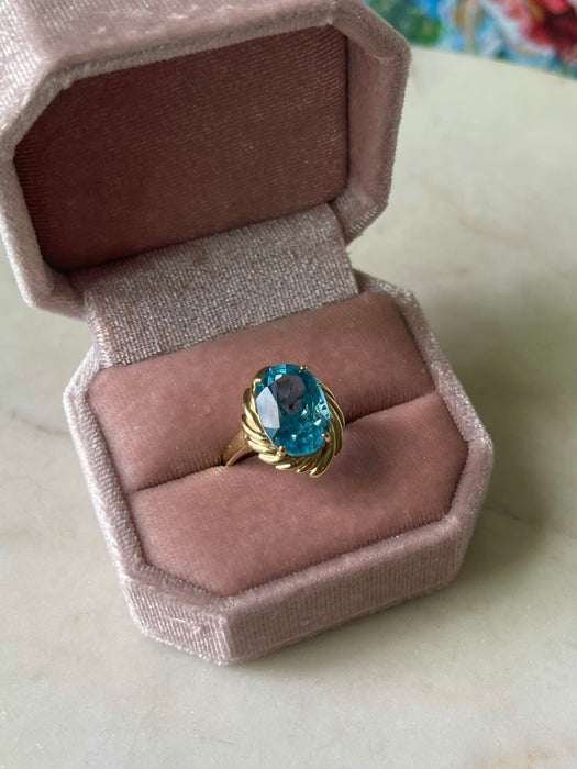 14k 7 Ct. Blue Topaz Ring