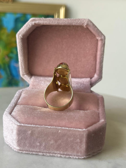 14k 3 Stone Jasper Ring