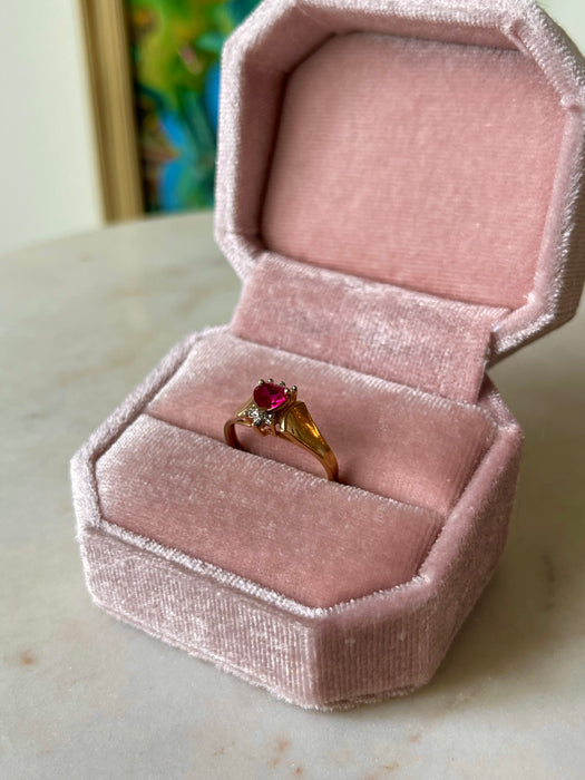 10k Ruby and Diamond Heart Ring