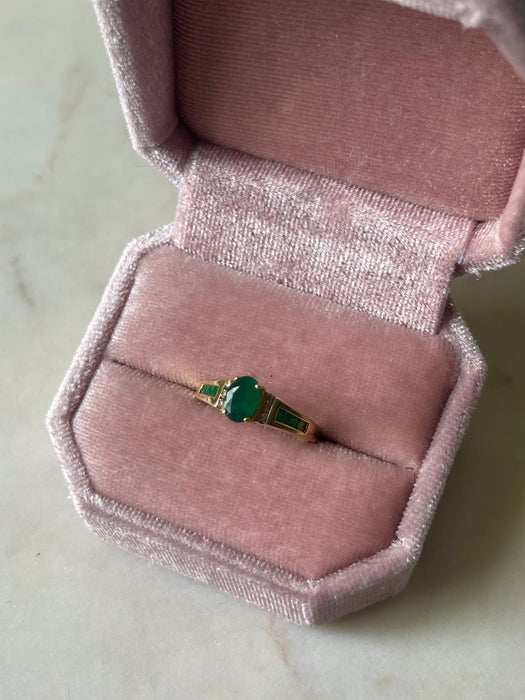 14k Emerald and Diamond Ring