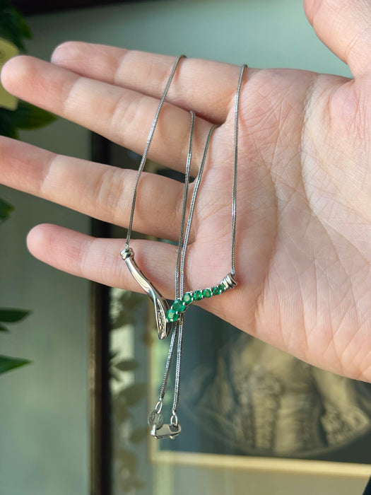 10k WG Emerald and Diamond Necklace