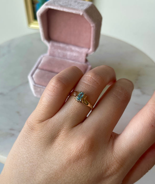 10k Blue Topaz and Diamond Ring