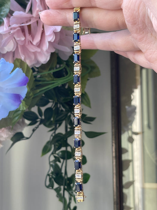 10k Blue Sapphire and Diamond Bracelet