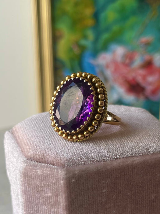 14k Chunky Amethyst Ring