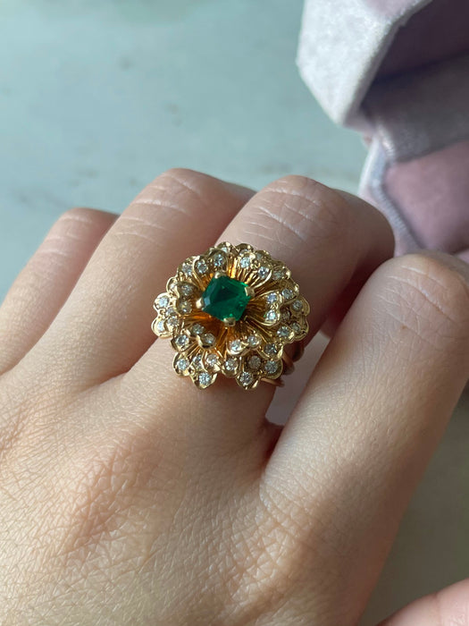 14k Emerald and Diamond Ring