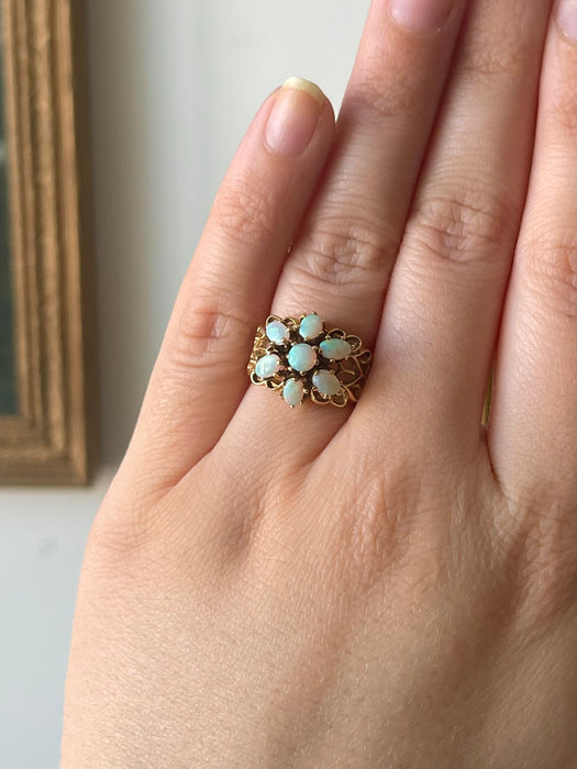 14k Opal Cluster Ring