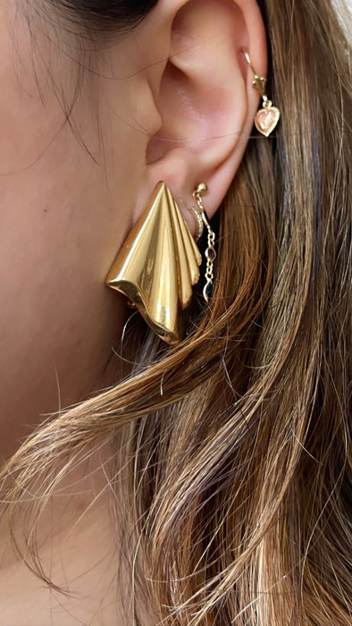 14k Puffy Wave-Like Earrings