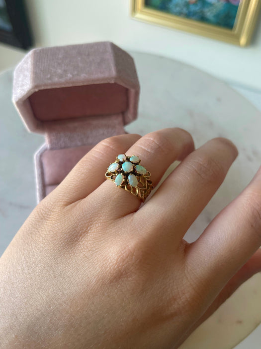 14k Opal Cluster Ring