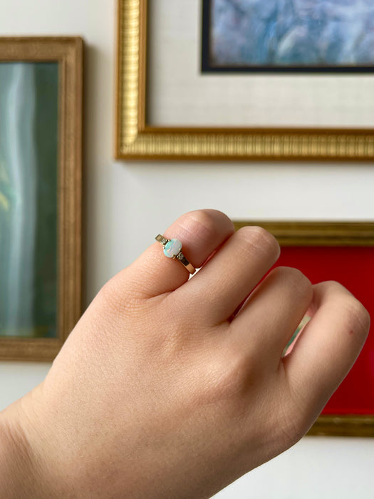 10k Opal and Diamond Ring