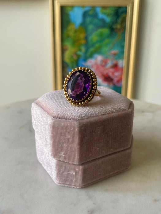 14k Chunky Amethyst Ring