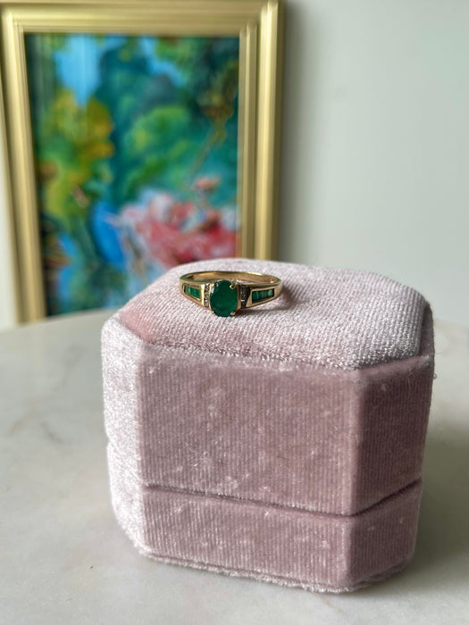 14k Emerald and Diamond Ring