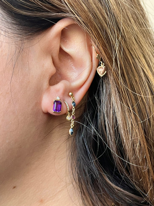 14k Amethyst and Diamond Studs