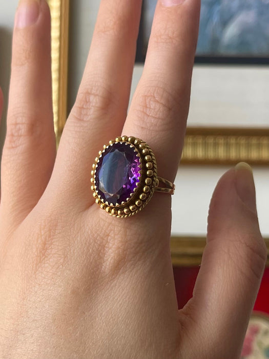 14k Chunky Amethyst Ring