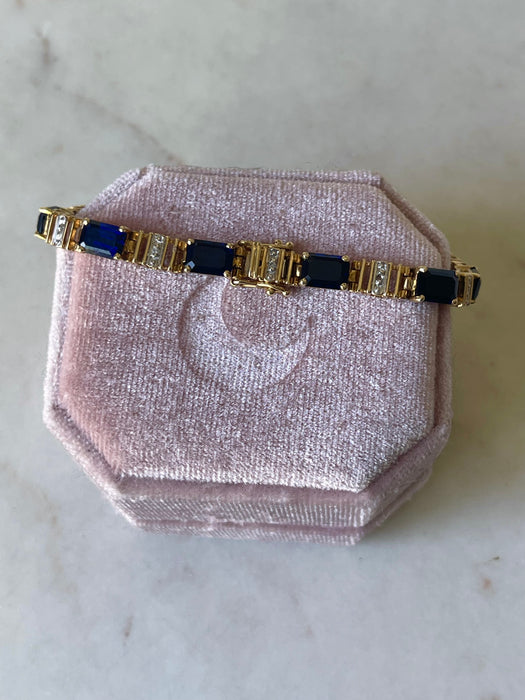 10k Blue Sapphire and Diamond Bracelet