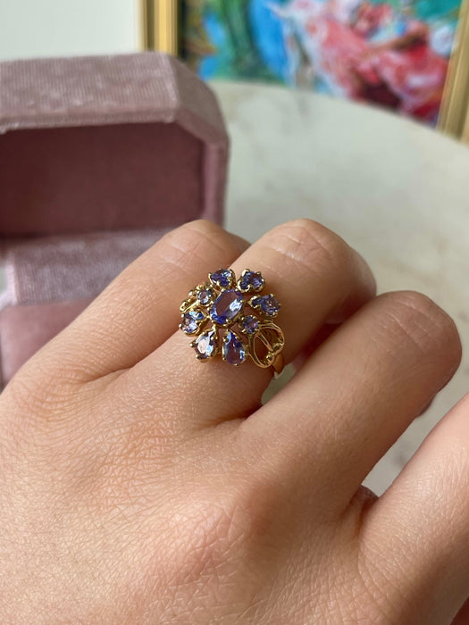 10k Tanzanite Cluster Ring