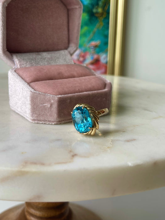 14k 7 Ct. Blue Topaz Ring