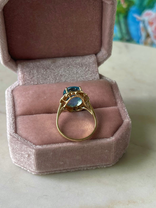 14k 7 Ct. Blue Topaz Ring