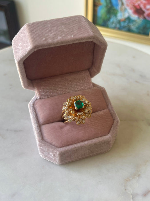 14k Emerald and Diamond Ring