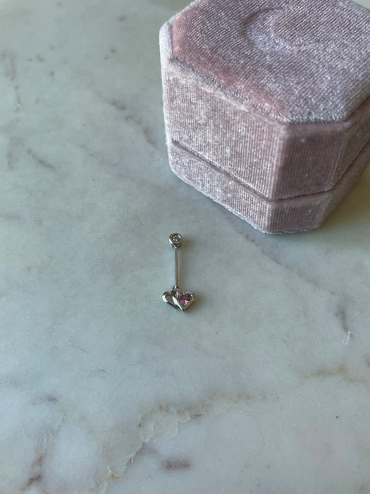 14k WG Diamond and Pink Topaz Dangle Slide