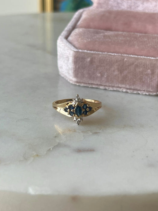 10k Blue Sapphire and Diamond Ring