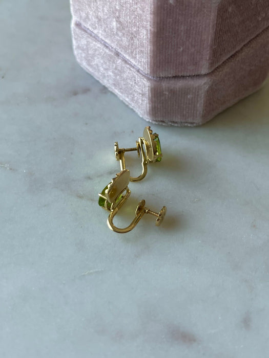 14k Screw-on Peridot Earrings