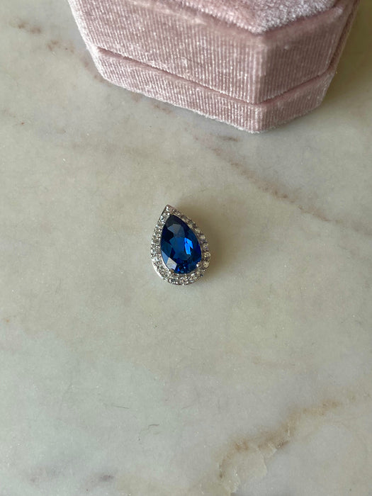 10k Pear Shaped Blue Sapphire and White Topaz