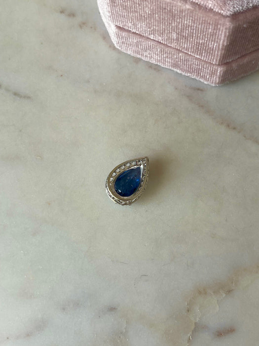 10k Pear Shaped Blue Sapphire and White Topaz