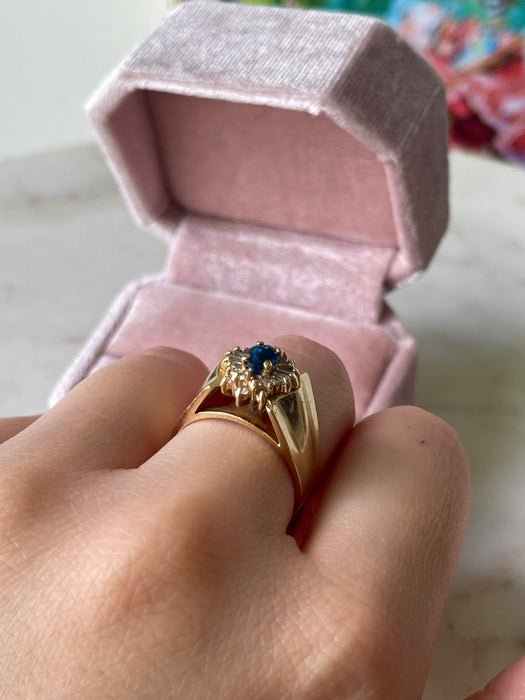 14k Blue Sapphire and Diamond Ring