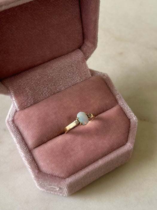 10k Opal and Diamond Ring