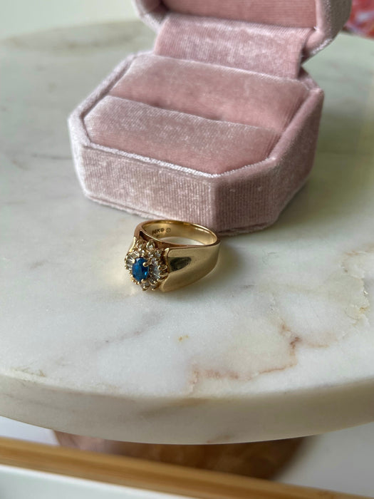 14k Blue Sapphire and Diamond Ring