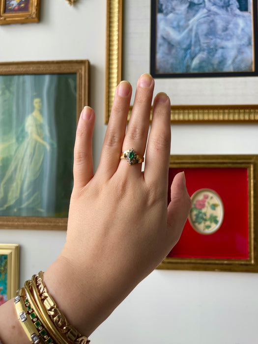 14k Emerald and Diamond Ring