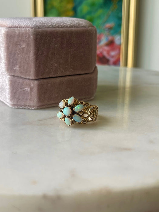 14k Opal Cluster Ring