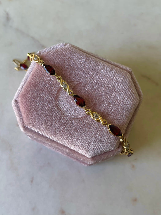 14k Garnet and Diamond Bracelet